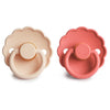 FRIGG Daisy - Round Latex 2 Pack Pacifiers - Pink Cream / Poppy