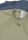 KONGES SLOJD DINNER BIB SET LONG SLEEVE TEA STRIPE FLINT STONE