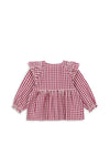 KONGES SLOJD KIM FRILL BLOUSE SANGRIA BUTTER CHECK