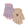 Konges Slojd FILLA GLOVES 2 PACK CHERRY STRIPE