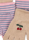 Konges Slojd FILLA GLOVES 2 PACK CHERRY STRIPE