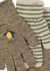 Konges Slojd FILLA GLOVES 2 PACK LEMON STRIPE