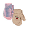Konges Slojd FILLA MITTENS 2 PACK CHERRY STRIPE