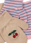 Konges Slojd FILLA MITTENS 2 PACK CHERRY STRIPE