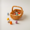 Little Findies Rattan Basket and 20 Wooden Toy Eggs