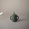 Mushie Silicone Training Cup and Straw Dried Thyme