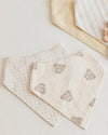 Bandana Scarf Bib 2 Pack - Teddy, Oat Check