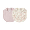 Quincy Mae Jersey Snap Bib 2 Pack French Garden Rose Micro Stripe