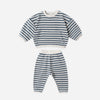 Quincy Mae Waffle Slouch Set Ocean Stripe