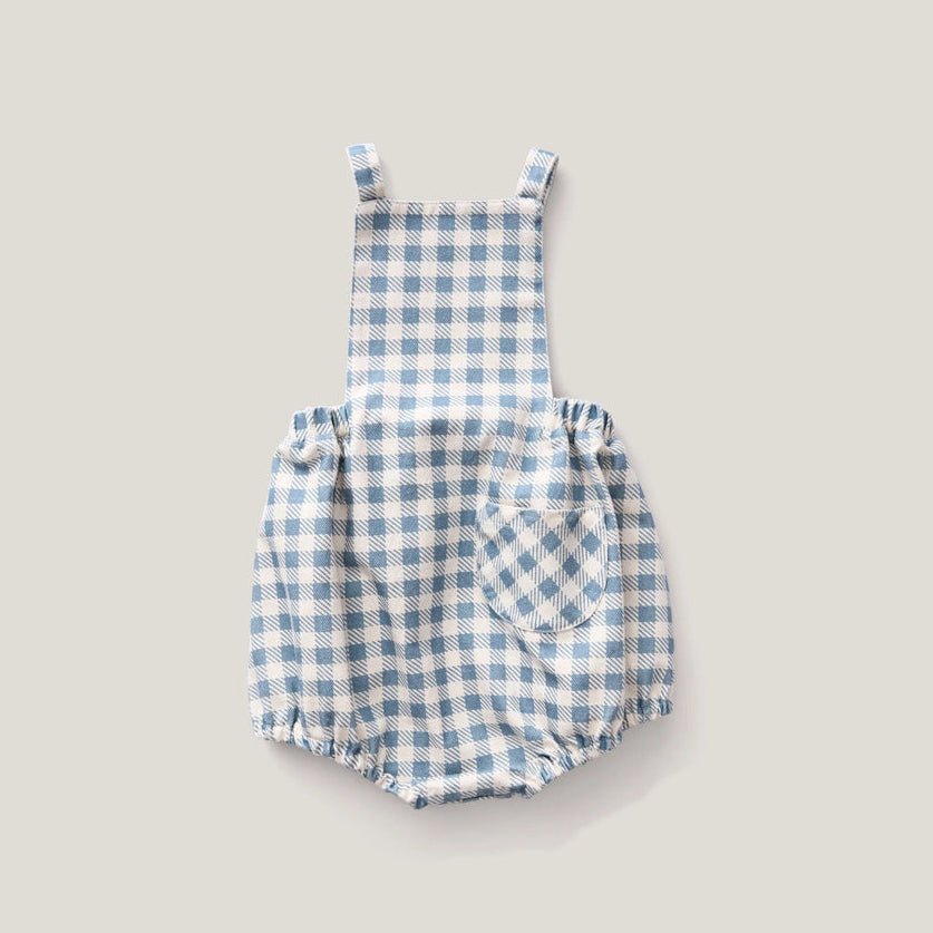 Oona Romper - Gingham Print, Azul – The Little Wooden Peg