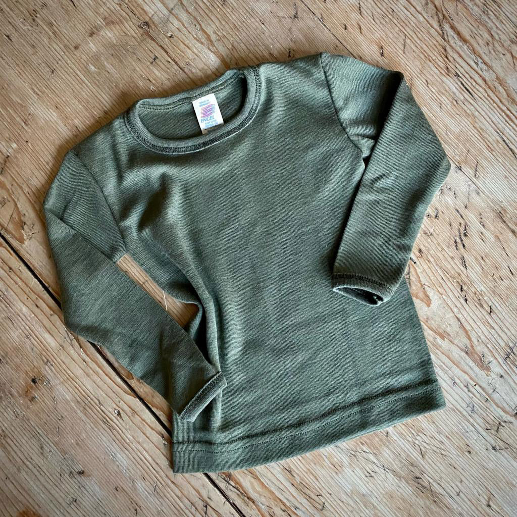 Women's Long Sleeve Shirt  Organic Wool/ Silk - Little Spruce