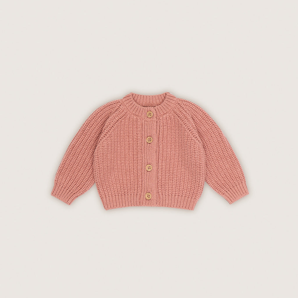 Baby Cardigan Rib Rose Dust – The Little Wooden Peg