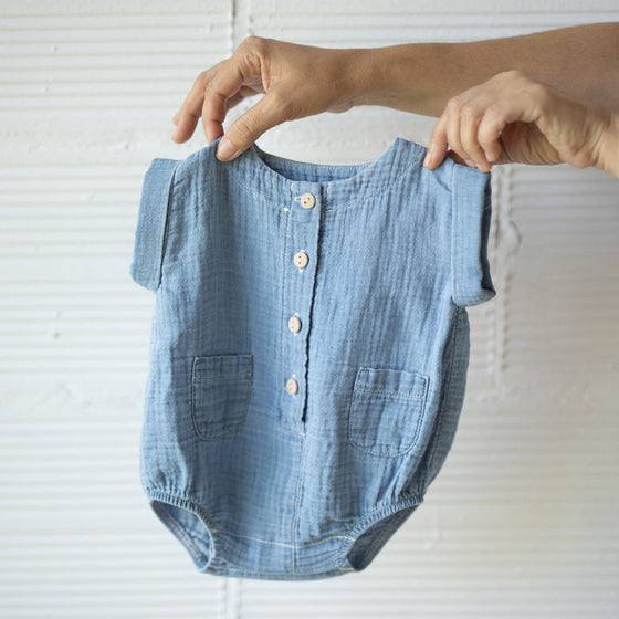 1 More in the Family CARLO romper washed denim muslin