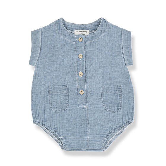 1 More in the Family CARLO romper washed denim muslin