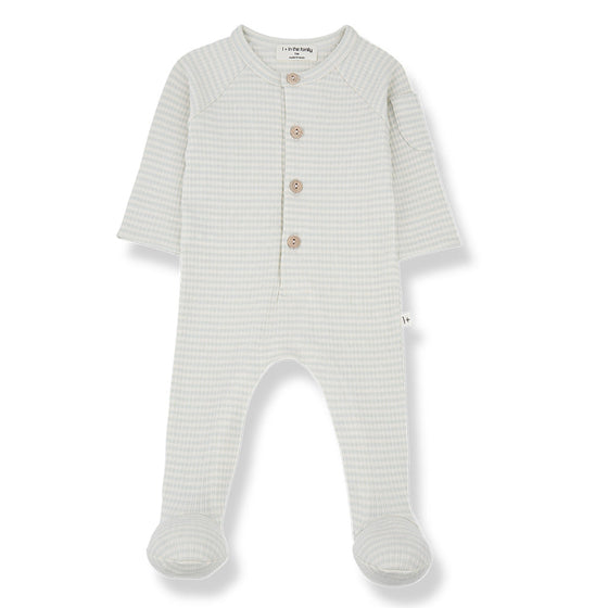 1 More in the Family GUIM onesie pale aqua stripe