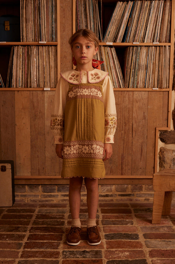 APOLINA CARLOTTA EMBROIDERED BLOUSE CASHEW