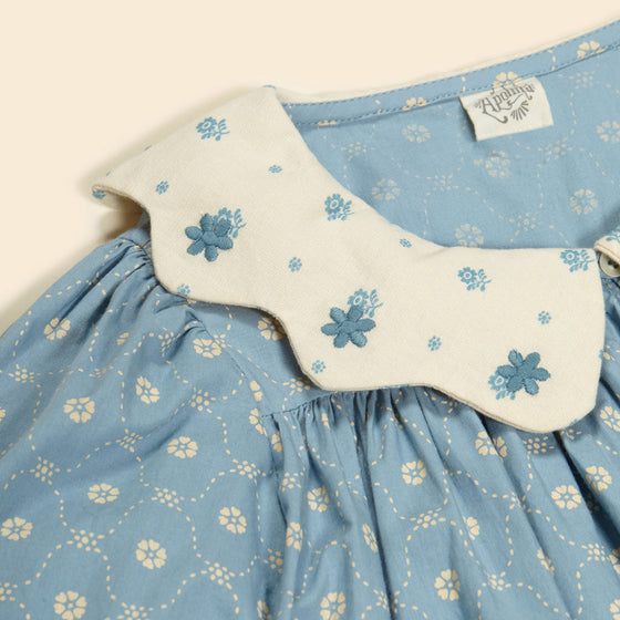 APOLINA ESTHER DRESS QUILT CALICO BLUE PEBBLE