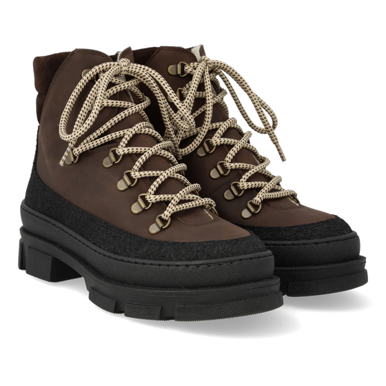 Women's Lace Up Boot - Black / Dark Brown