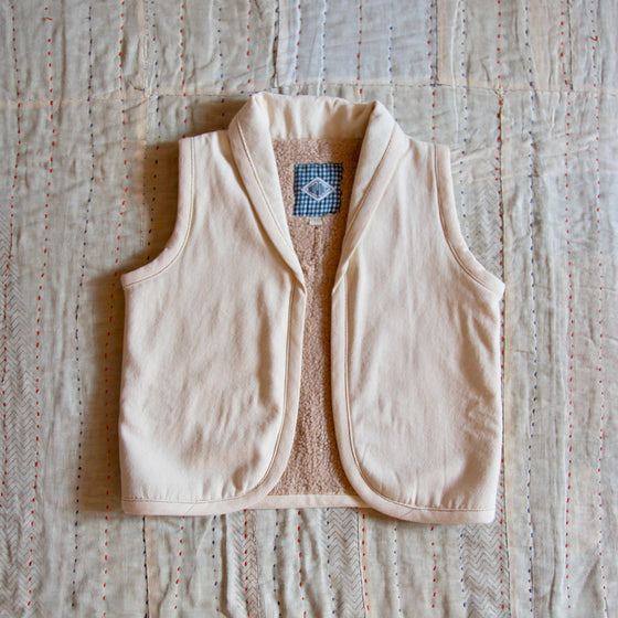 BONJOUR JACKET WITHOUT SLEEVES Ivory garment dyed denim