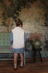 BONJOUR JACKET WITHOUT SLEEVES Ivory garment dyed denim