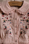 Embroidered blouse pink dot print