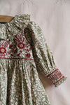 Iris dress leaf block print