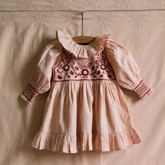 Iris dress pink polka dots