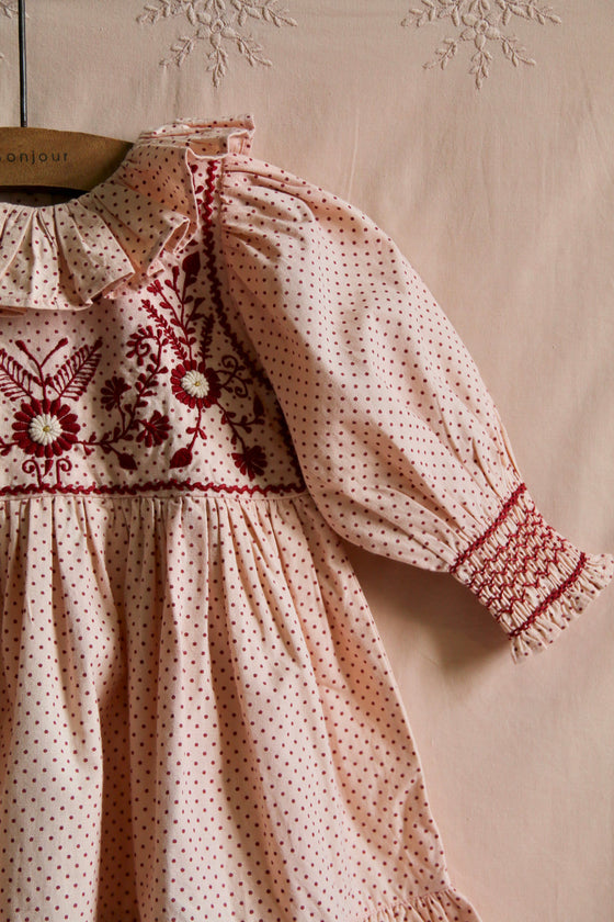 Iris dress pink polka dots