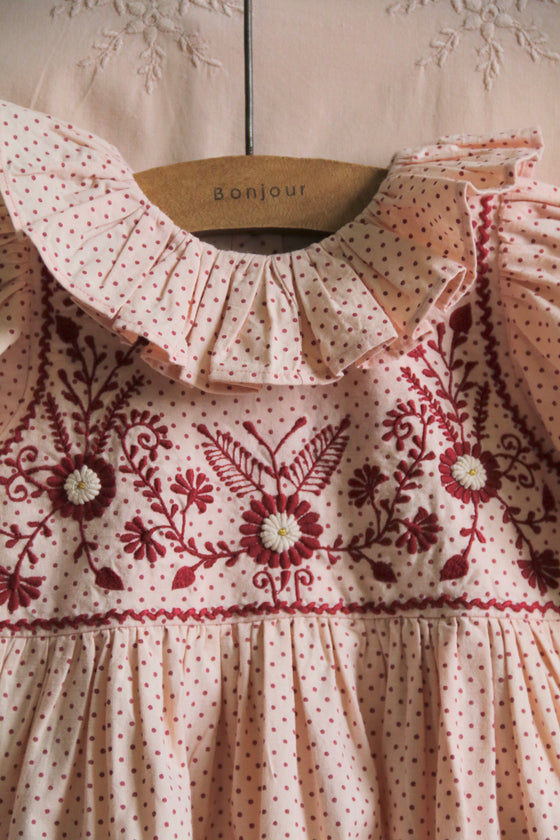 Iris dress pink polka dots