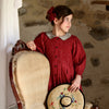 Bonjour Tunique with hair clip red wine dot print