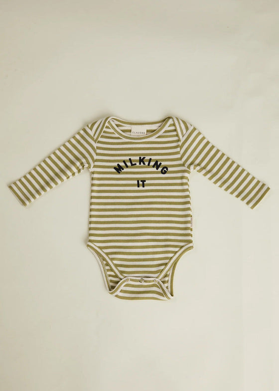 Claude and Co Milking It Stripe Bodysuit