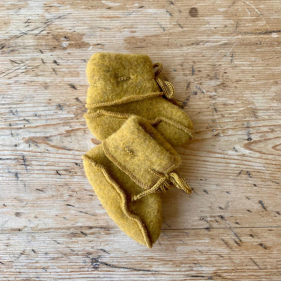 Organic Wool Fleece Baby Booties - Saffron Melange