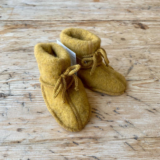 Organic Wool Fleece Baby Booties - Saffron Melange