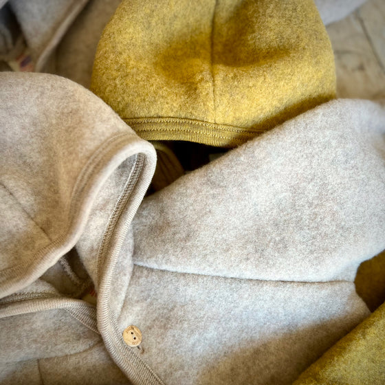 Organic Wool Fleece Jacket - Sand Melange