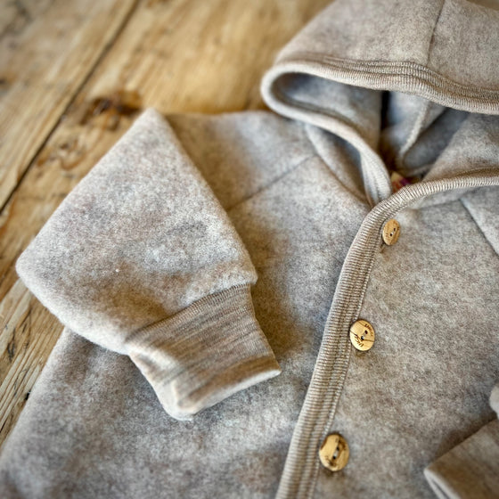 Organic Wool Fleece Jacket - Sand Melange