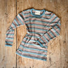 Organic Wool & Silk Long Sleeve Top - Pastel Stripe