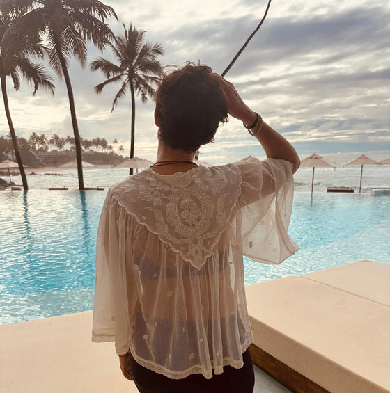 Faune Rae Bed Jacket Vintage White
