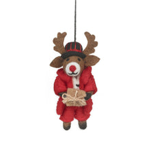  Felt So Good Handmade Felt Blitzen the Skiing Reindeer Hanging Christmas Decoration