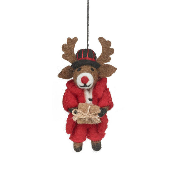 Felt So Good Handmade Felt Blitzen the Skiing Reindeer Hanging Christmas Decoration