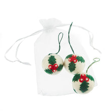  Felt So Good Handmade Felt Holly Bauble Hanging Decorations Set of 3