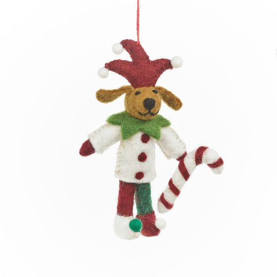 Felt So Good Handmade Felt Jingle Bells Jester Dog Hanging Decoration