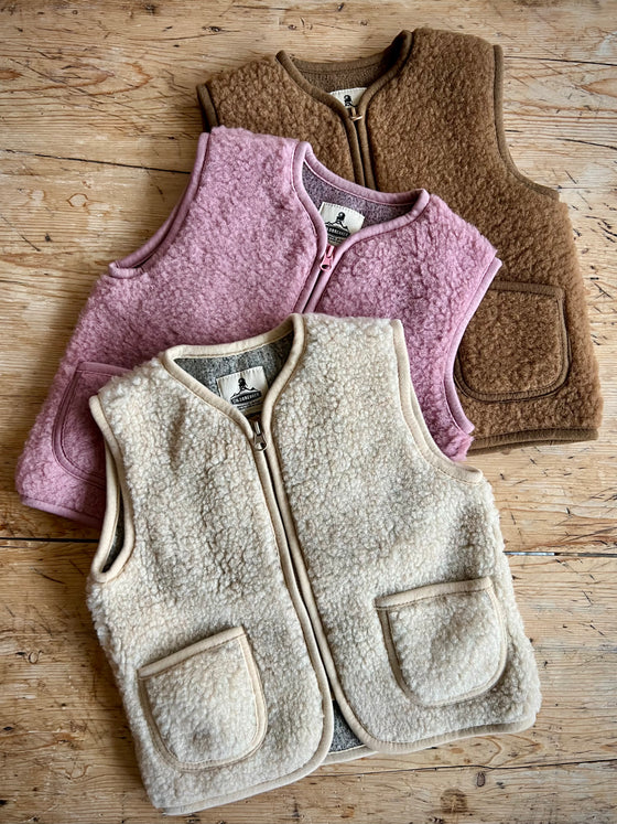 Wool Pepitko Gilet - Sand Brown