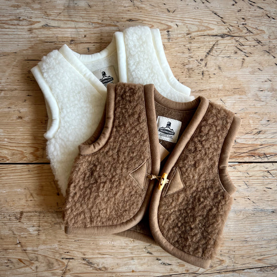 Wool Teddy Fleece Baby Gilet - Camello
