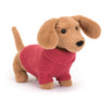 Jellycat Sweater Sausage Dog Raspberry