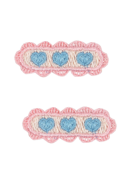 KONGES SLOJD 2 PACK HEART EMBROIDERY HAIR CLIP