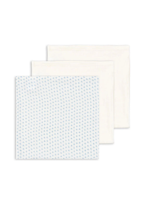 KONGES SLOJD BELLINI 3 PACK MUSLIN CLOTH PUNTO BLU