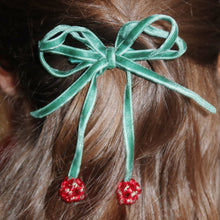  KONGES SLOJD CHERRY BOW HAIR CLIPS SMOKE PINE