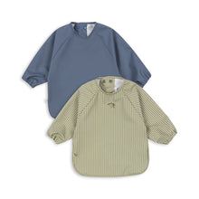  KONGES SLOJD DINNER BIB SET LONG SLEEVE TEA STRIPE FLINT STONE