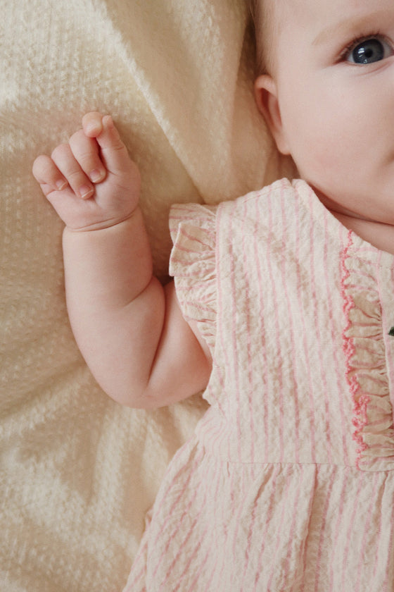 KONGES SLOJD ELLIE FRILL ROMPER PEONY STRIPE