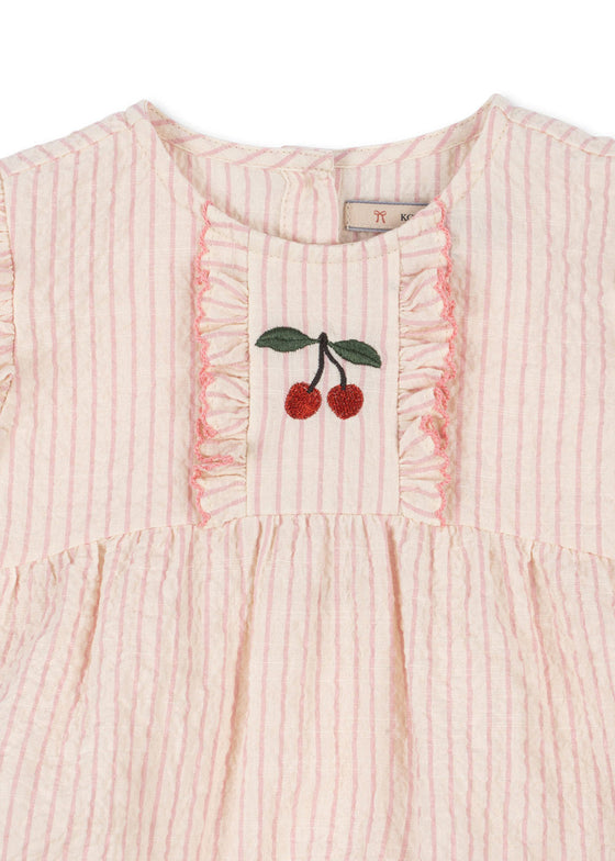 KONGES SLOJD ELLIE FRILL ROMPER PEONY STRIPE